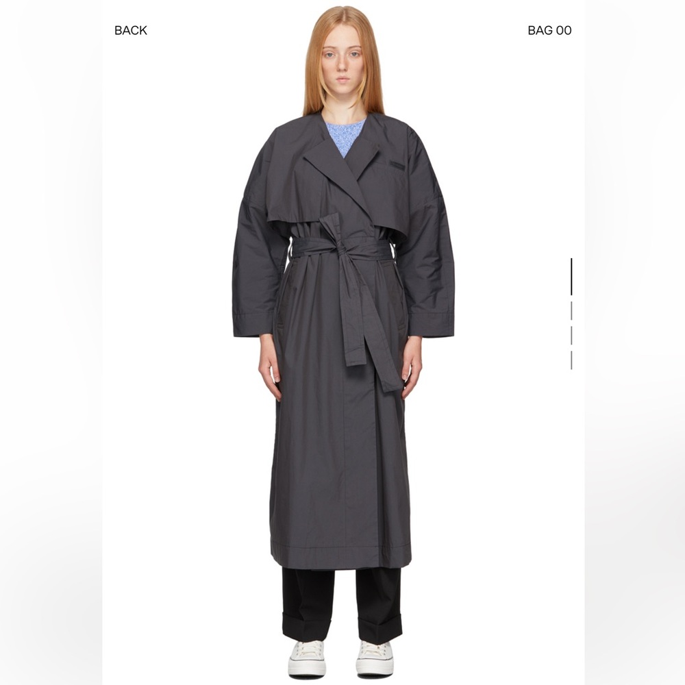 GANNI Grey Canvas Long Trench Coat 🧥